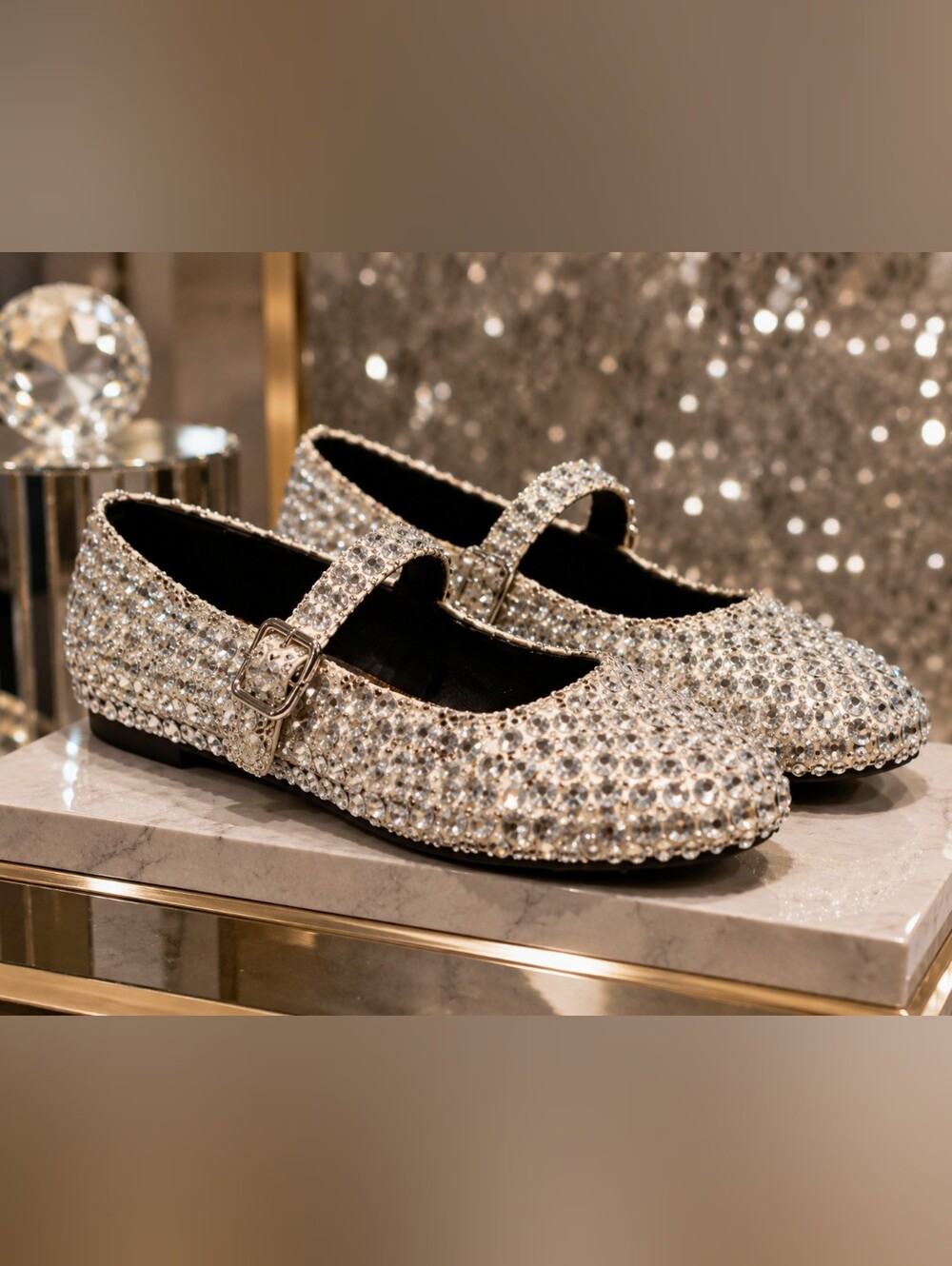 Sparkle Mary Jane Shoes in Silver Python